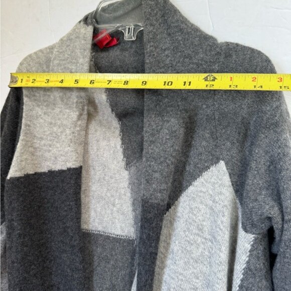 Saffron Cashmere Cardigan Open Color Block Graphic Sweater Knit Lightweight S - Picture 14 of 16